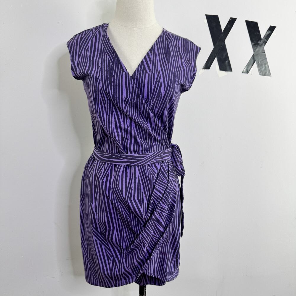 NWT Y2K Purple Zebra Print Romper Wrap Skort Mini Dress One Piece Going Out M
